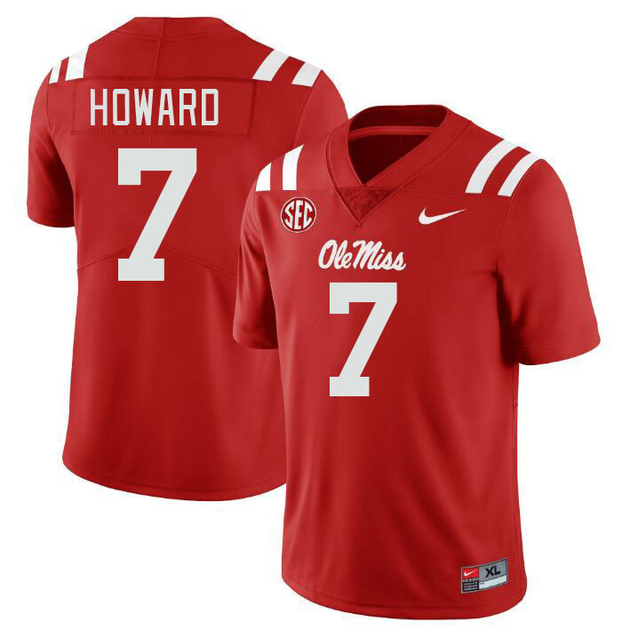 Ole Miss Rebels #7 Walker Howard College Football Jerseys Stitched Sale-Red